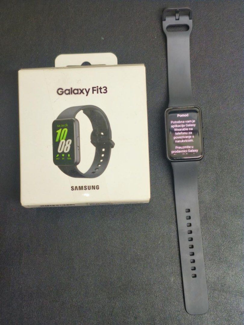 Galaxy Fit3 (Category: Wearables & Smart Watches) located in Makati City. Submitted by cee_store (Listing ID 1463835060, Image 2). Description: Galaxy Fit 3 (Used) Php1500 Unit + charger + Box used for 4, maybe 5 months. with marks. still presentable. marks really noticeable with the screen on. and only when you’re zooming in to take pics. if very OC/Maselan, please go brand new..