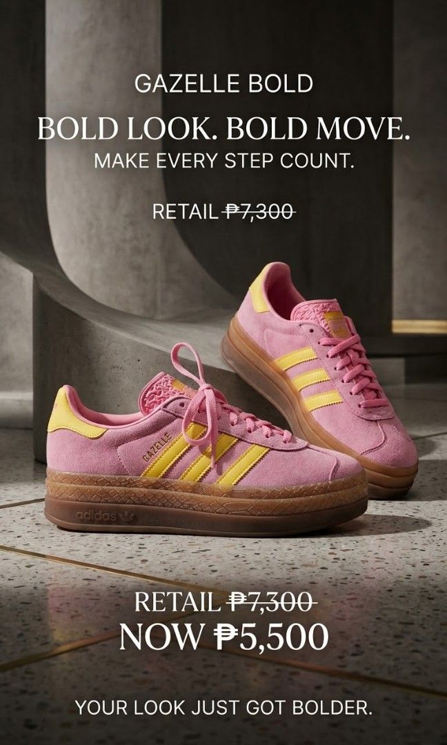 GAZELLE BOLD (Category: Sneakers) located in Manila. Submitted by mariebelle__ (Listing ID 1463759217, Image 1). Description: 🏷️ PERSONAL PAIR| WORN 4X 💬 DM ME FOR Offer 🏷️ DM FOR MORE PHOTOS ✅ ORIGINAL PAIR 📦 NO BOX 📦 PAIR WORN 📦 BRAND NEW 📦 IN VERY EXCELLENT CONDITION ✅ NO ISSUES.