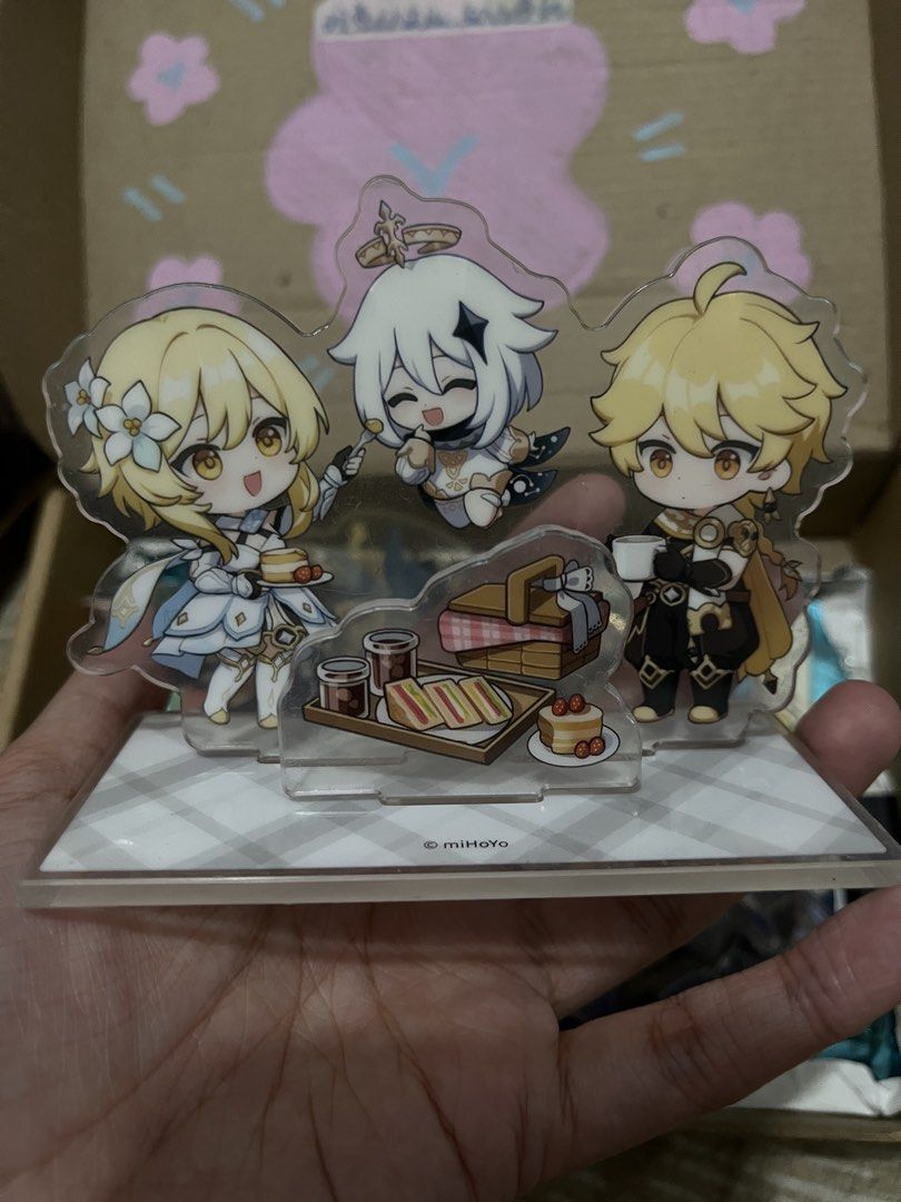 Genshin Impact Aether Lumine Paimon Acrylic Standee (Category: Character Goods) located in Quezon City. Submitted by emimichii (Listing ID 1463773404, Image 1). Description: bought from hoyofest.