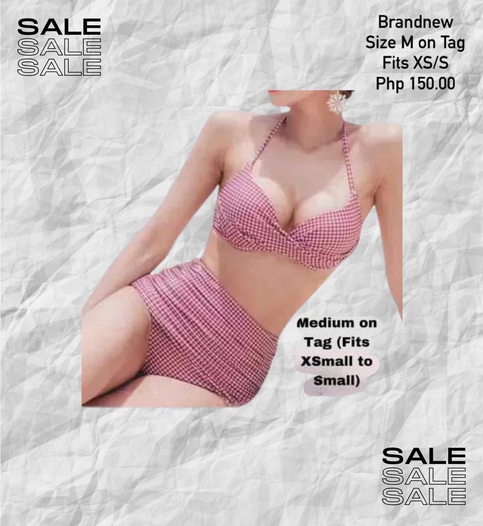 Gingham Print High-Waisted Bikini Set (Category: Bikinis & Swimsuits) located in Manila. Submitted by freemoon.1221 (Listing ID 1463897224, Image 1). Description: - Brand new gingham print bikini set - Size M on tag, fits XS to Small - High-waisted bottoms for a flattering fit - Perfect for beach or pool days - Selling for Php 150.00.