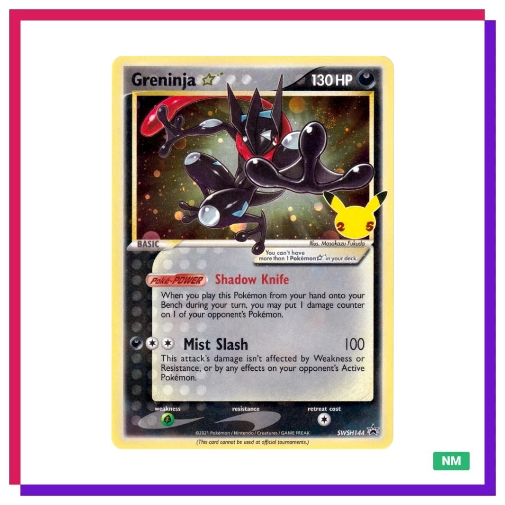 Greninja (Category: Raw Singles) located in Quezon City. Submitted by sherylneri (Listing ID 1463847193, Image 1). Description: 2019-23 Pokemon - Greninja - Gold Star (Black Star Promos) | Celebrations - Classic Collection | SWSH144 | EN 🎁 Holo with Swirl -- Php3,825 🎁 Holo -- Php3,230 💯 Original 💯 Authentic • Card condition is indicated in the photo. (MT) Mint (NM) Near Mint (EX) Excellent (GD) Good (PR) Poor • Can send additional photos/vid
