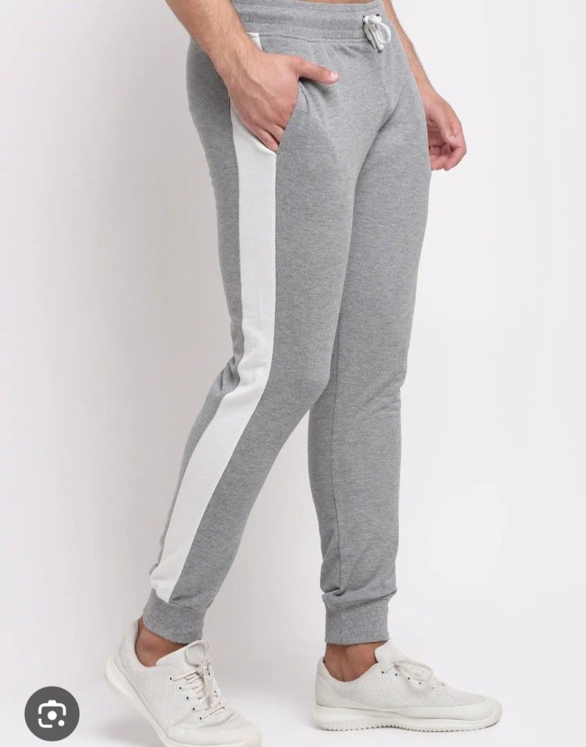 Grey Jogger Pants with White Stripe - Divided (Category: Joggers) located in Manila. Submitted by PrinceDani.Clothing (Listing ID 1463816918, Image 1). Description: h&m gray jogger pants Size 34in waist 39in length issue: dirt/lints excellent condition .