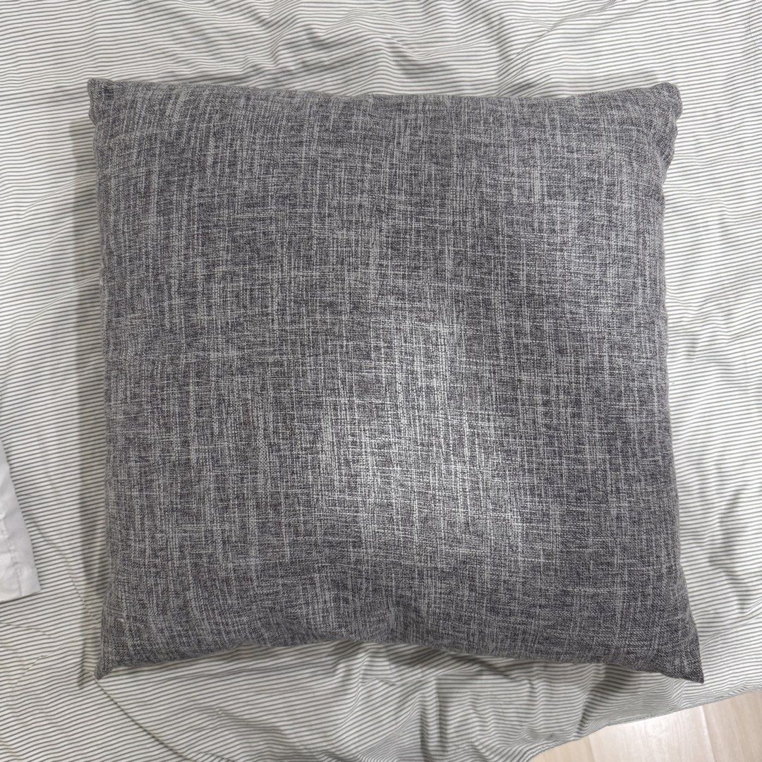 Grey Textured Square Cushion Pillow (Category: Cushions & Throws) located in Manila. Submitted by costephen (Listing ID 1463853556, Image 1). Description: Grey sofa pillow soft Selling for 200 Location sm sanlazaro or lalamove shouldered by buyee.