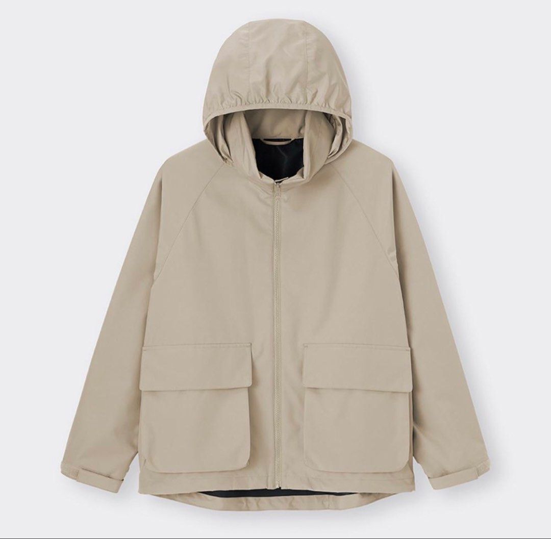 GU Windproof Stand Collar Jacket (Category: Coats, Jackets and Outerwear) located in Manila. Submitted by limsanity03 (Listing ID 1463870362, Image 2). Description: - GU - Size: L - Beige - Features: Water-repellent fabric, Stand collar design, Two large front pockets, Adjustable cuffs - Ideal for: Everyday wear, light rain protection - ₱1,000 Each +sf - No issue.