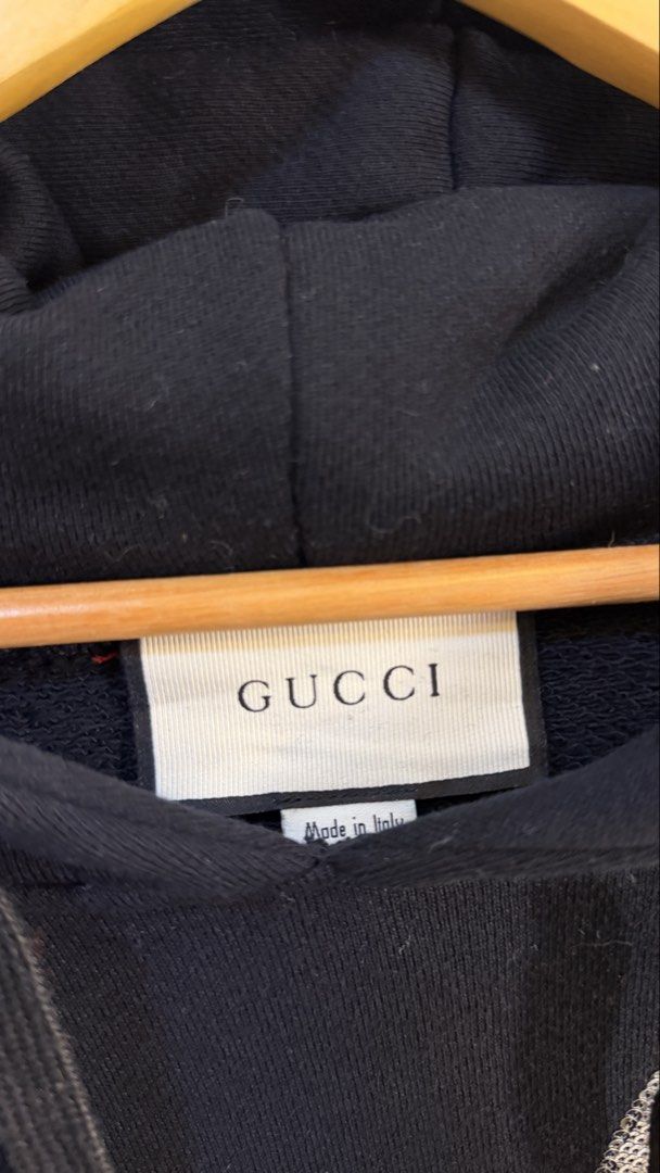 Gucci Black Sequin Logo Hoodie (Category: Coats, Jackets and Outerwear) located in Paranaque City. Submitted by mykapoynton (Listing ID 1463831086, Image 3). Description: Gucci Black Sequin Logo Hoodie - Features eye-catching sequin logo detail - Made in Italy for premium quality - Comfortable and stylish design - Ideal for everyday casual wear.