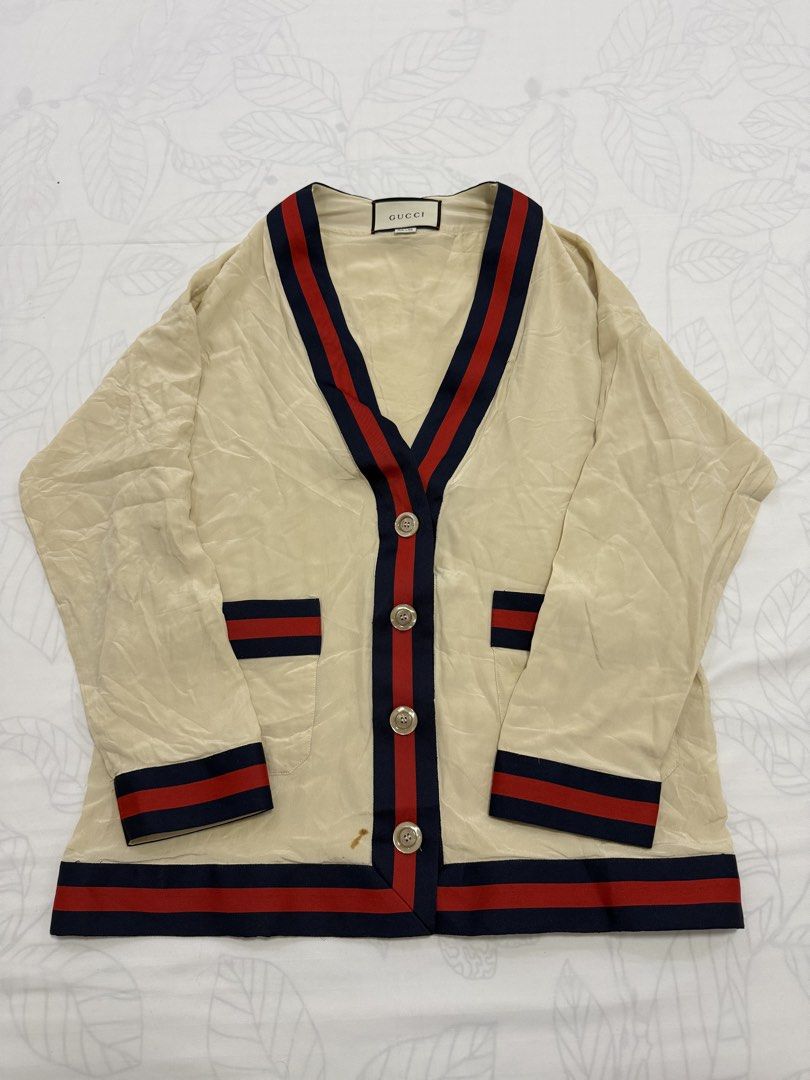 Gucci Web Trim Tweed Cardigan (Category: Luxury Apparel) located in Taguig. Submitted by thesocialthrift (Listing ID 1463843343, Image 1). Description: For sale Gucci Web Trim Tweed Cardigan ‎20×27 see pictures for the detail Excellent condition .