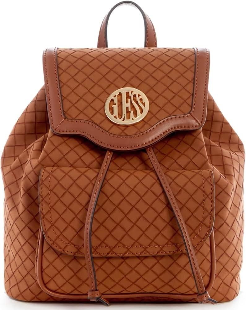Guess Brown Woven Flap Backpack (Category: Backpacks) located in Santa Rosa. Submitted by BerrieBlossom (Listing ID 1463881673, Image 1). Description: - Brown Guess backpack with a chic woven pattern. - Secure drawstring closure with a flap top. - Convenient front pockets with button closure. - Adjustable straps for a comfortable fit. - Ideal for everyday use, blending style and practicality..