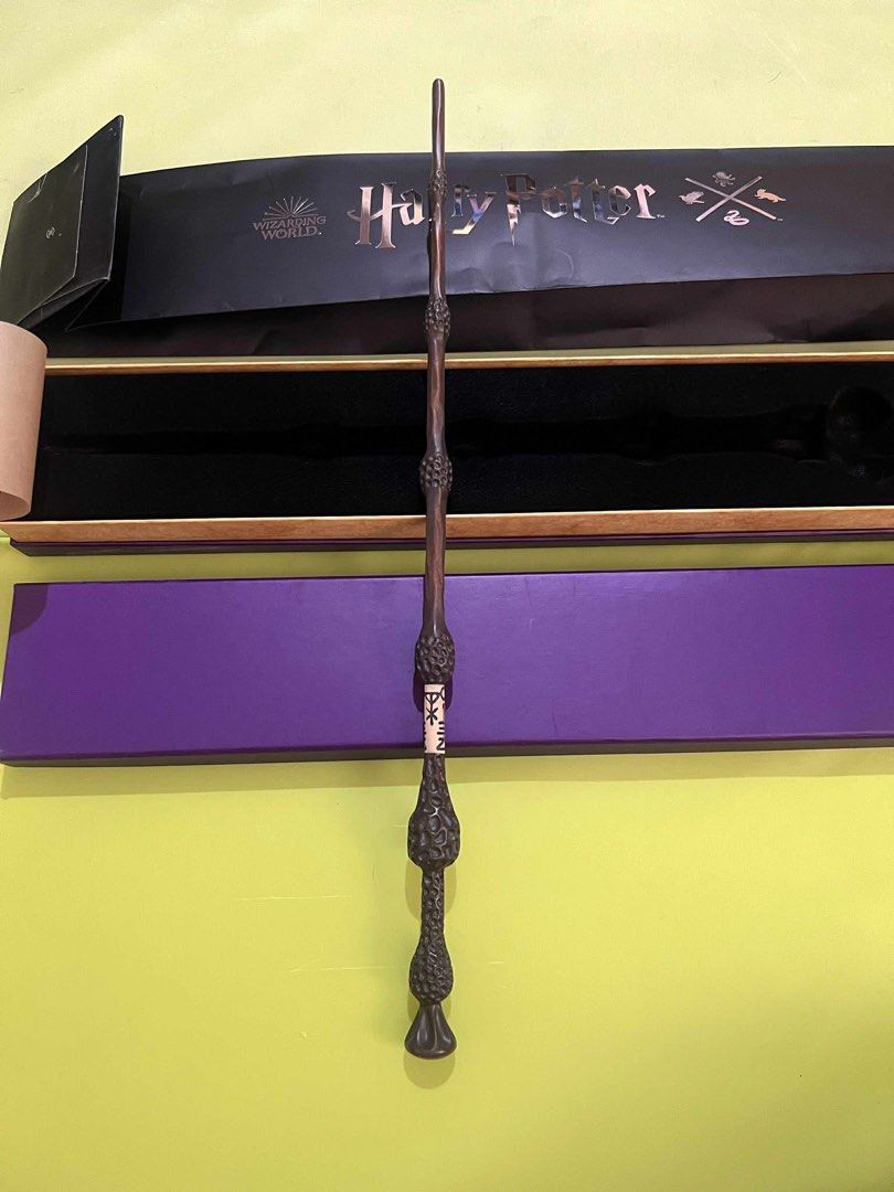 Harry Potter Dumbledore Wand with Box (Category: Western Merchandise) located in Manila. Submitted by cosmicriver.212058 (Listing ID 1463895556, Image 1). Description: - Authentic Dumbledore wand from the Wizarding World - Comes in original Harry Potter box - Features intricate, detailed design - Ideal for Harry Potter fans and collectors - Box is purple with gold lettering - Selling as is Original price 3200 .