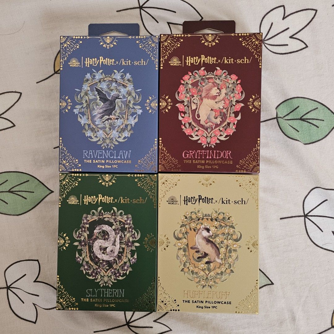 Harry Potter x Kitsch Satin Pillowcase King Size (Category: Bedding & Towels) located in Quezon City. Submitted by viviezz (Listing ID 1463800626, Image 1). Description: 1000 EA, 1,800 if getting 2 3,500 SET IF GETTING ALL - Brand new Harry Potter Satin Pillowcases - Available for all Hogwarts Houses: Ravenclaw, Gryffindor, Slytherin, Hufflepuff - Size: King (20" x 36") - Material: 97% Polyester, 3% Spandex.