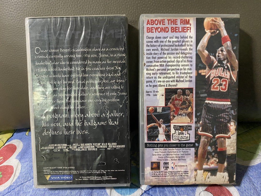 He Got Game & Michael Jordan Above & Beyond VHS Tapes (Category: CDs & DVDs) located in Quezon City. Submitted by natesm (Listing ID 1463916607, Image 2). Description: - Two classic VHS tapes available. - 'He Got Game' starring Denzel Washington. - 'Michael Jordan: Above & Beyond' documentary. - Ideal for collectors and fans of basketball/movies. - Both tapes are in their original cases..