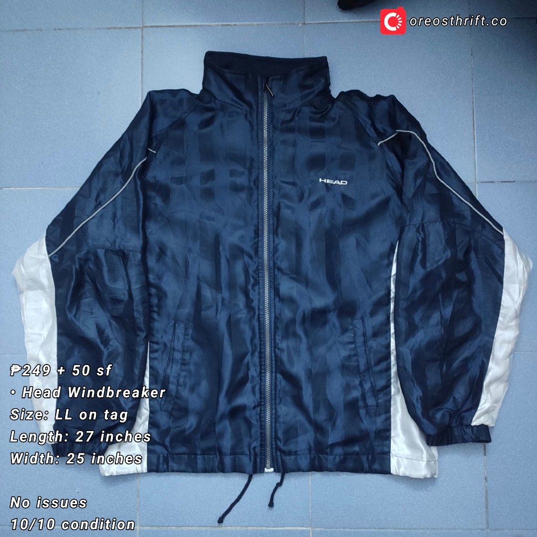 HEAD vintage windbreaker|Navy & White (Category: Coats, Jackets and Outerwear) located in Santa Cruz. Submitted by oreosthrift.co (Listing ID 1463841685, Image 1). Description: PRELOVED CLOTHING † handpicked & carefully selected quality pieces • affordable prices DM to claim 📩.
