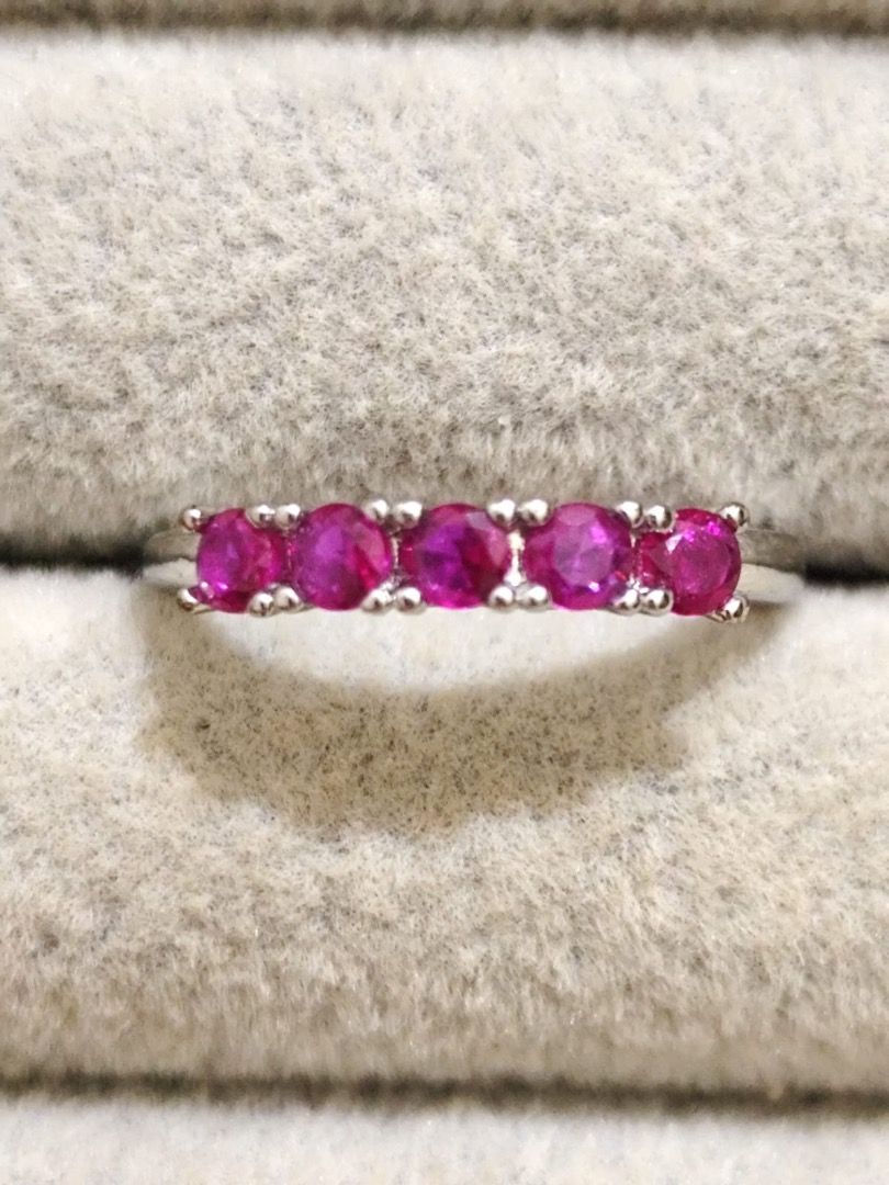 HIGH QUALITY 1.25 carat Natural Burmese Ruby Half Eternity Ring (UV REACTIVE!) (Category: Rings) located in Mandaluyong City. Submitted by allaboutgemsandco (Listing ID 1463748657, Image 2). Description: HIGH QUALITY 1.25 carat Natural Burmese Ruby Half Eternity Ring (UV REACTIVE!) Stone Size: 4mmx4mm*5 stones Price: Php 500 Ring Size: Adjustable add shipping fee for less than Php 1000 REASON FOR SALE: Clearing out my collection. Ruby Stones sour