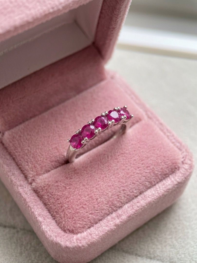 HIGH QUALITY 1.25 carat Natural Burmese Ruby Half Eternity Ring (UV REACTIVE!) (Category: Rings) located in Mandaluyong City. Submitted by allaboutgemsandco (Listing ID 1463748657, Image 1). Description: HIGH QUALITY 1.25 carat Natural Burmese Ruby Half Eternity Ring (UV REACTIVE!) Stone Size: 4mmx4mm*5 stones Price: Php 500 Ring Size: Adjustable add shipping fee for less than Php 1000 REASON FOR SALE: Clearing out my collection. Ruby Stones sour