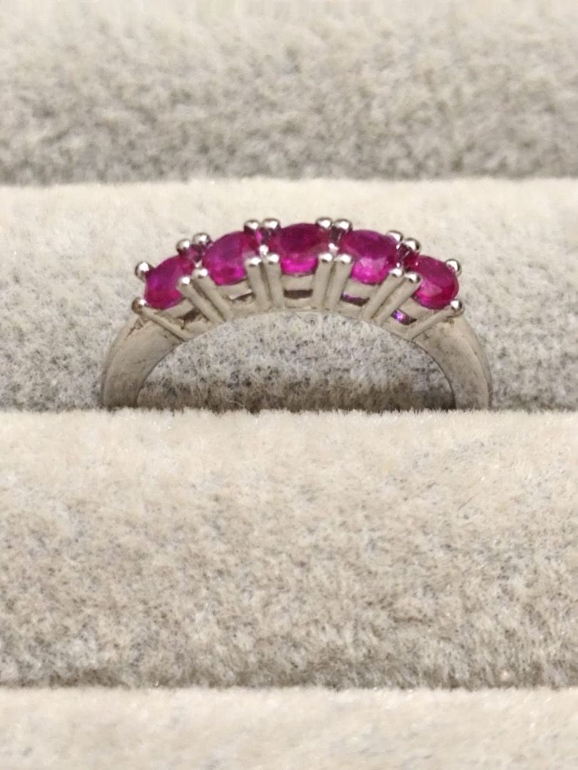 HIGH QUALITY 1.25 carat Natural Burmese Ruby Half Eternity Ring (UV REACTIVE!) (Category: Rings) located in Mandaluyong City. Submitted by allaboutgemsandco (Listing ID 1463748657, Image 3). Description: HIGH QUALITY 1.25 carat Natural Burmese Ruby Half Eternity Ring (UV REACTIVE!) Stone Size: 4mmx4mm*5 stones Price: Php 500 Ring Size: Adjustable add shipping fee for less than Php 1000 REASON FOR SALE: Clearing out my collection. Ruby Stones sour
