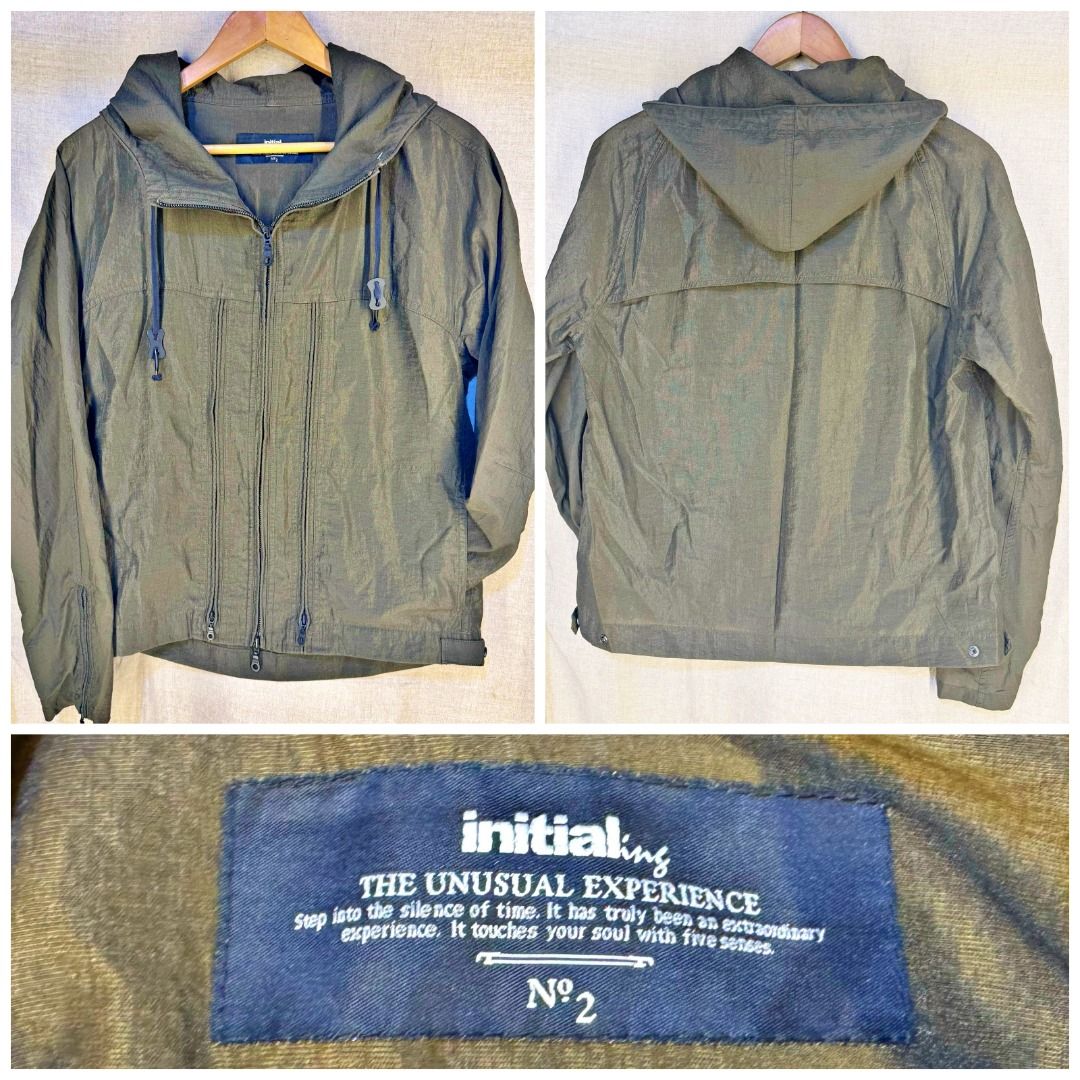 INITIAL Olive Green Hooded Rain Jacket (Category: Coats, Jackets and Outerwear) located in Caloocan City. Submitted by uniquefind04625 (Listing ID 1463901538, Image 1). Description: INITIAL Olive Green Hooded Rain Jacket ₱250.