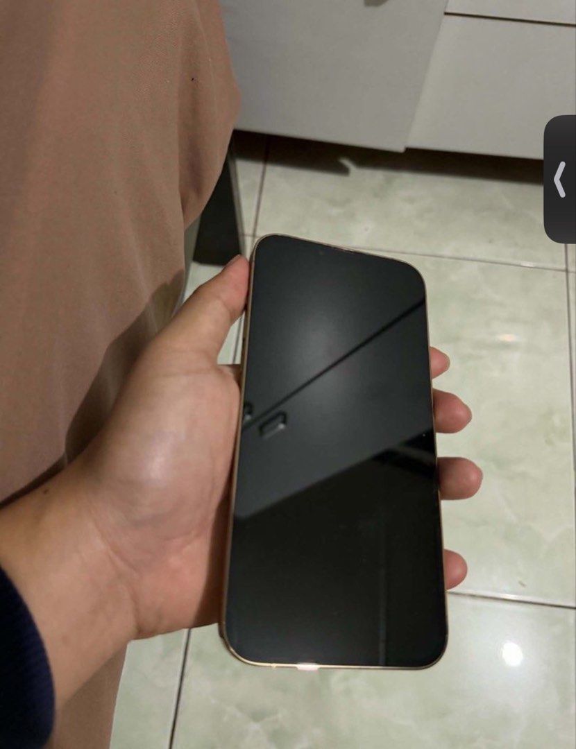 Iphone 13 pro max (Category: iPhone 13 Series) located in Manila. Submitted by yannasssdeclutter (Listing ID 1463916494, Image 3). Description: 13 pro max 128gb gold negotiable! 73% bh. still lasts all day no issues with box, no cable included with tempered glass and case no charging cable included factory unlocked any sim.