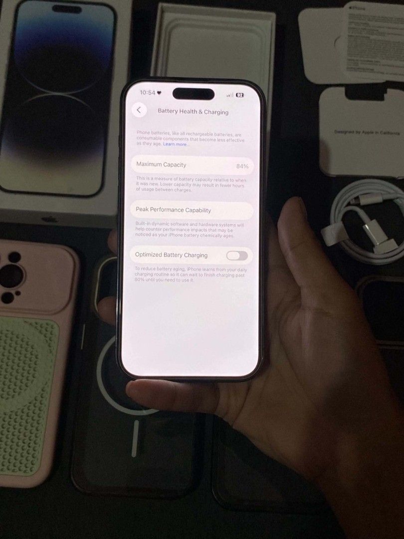iphone 14 pro (Category: iPhone 14 Series) located in Manila. Submitted by claudine.21 (Listing ID 1463871939, Image 2). Description: FOR SALE OR SWAP SA 13 PRO - 14 PLUS NA MAY ADD CASH IPHONE 14 PRO 128GB 🏷️₱27k 84% batt health Factory unlocked Truetone & face id working Zp/a variant Ntc approved🇵🇭 No issue Unli check / reset sa meet up Inclusions: Box, Cord, 4 Case, Tempered glass, Manuals 📍MARILAO can do meet up (add gas fee sa malayo).