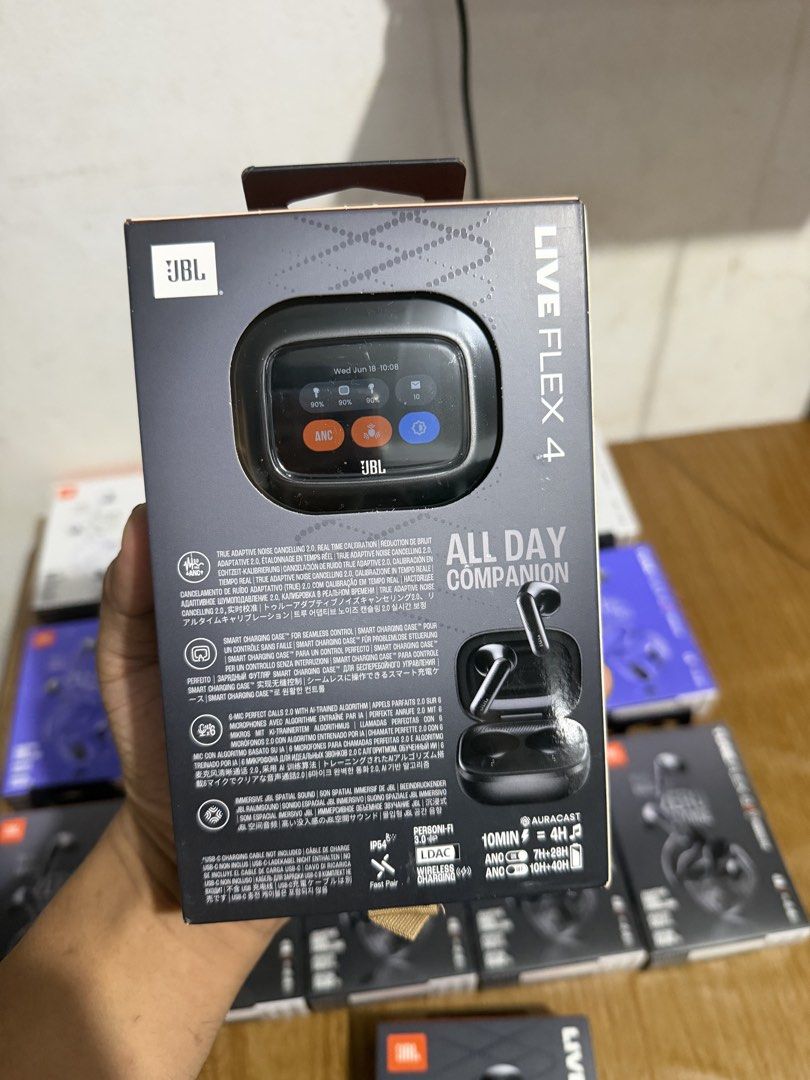 JBL LIVE FLEX 4 (Category: Earphones) located in Quezon City. Submitted by jhaybl (Listing ID 1463935002, Image 2). Description: 🔥 JBL LIVE BEAM 4 — AVAILABLE! 🔥 🔥 JBL LIVE BEAM 4 — AVAILABLE! 🔥 🎧 JBL LIVE BEAM 4 💥 ₱6,000 ONLY! 🏷️ SRP: ₱12,499 📦 BRAND NEW & SEALED! ✨ Premium sound quality ✨ True ANC 2.0 ✨ Spatial Sound ✨ Perfect Call 2.0 ✨ Hi-Res Audio Wireless ✨ Smart Charging Case with display 🔥 HALOS HALF PRICE! Perfect pang-araw-araw