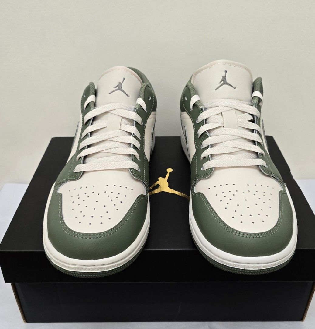 Jordan 1 Low (Category: Sneakers) located in Baguio. Submitted by Tyco10 (Listing ID 1463790153, Image 1). Description: - Authentic Air Jordan 1 Low sneakers - Colorway: Vintage Liche/Medium Olive - Size: US 9.5 - Includes original box Negotiable .
