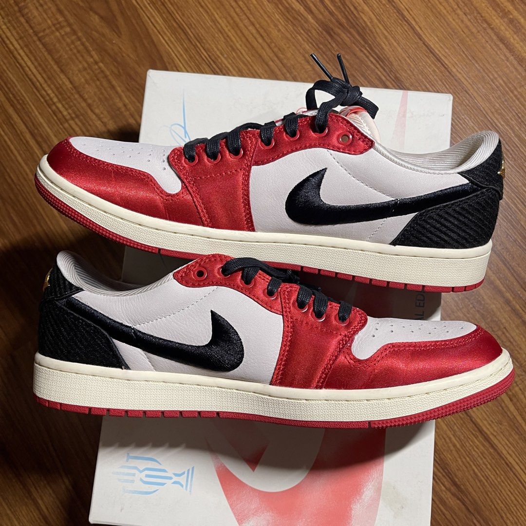 Jordan 1 Low Trophy Room 'Sail & Varsity Red' (Category: Sneakers) located in Pasig City. Submitted by crewkicks.ph (Listing ID 1463841971, Image 3). Description: Jordan 1 Low Trophy Room 'Sail & Varsity Red' Size 10.5 VNDS (Used once) Complete OG ₱8,998 ONLY! Follow @crewkicksph on IG for a discount! ORTIGAS CENTER.