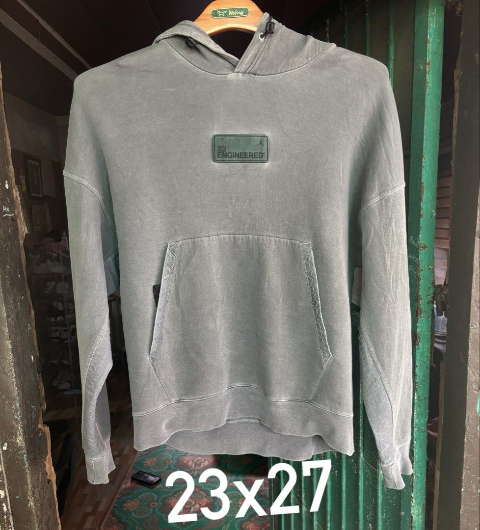Jordan 23 Engineered Pullover Hoodie Black/Grey (Category: Hoodies) located in Tubigon. Submitted by wawiesunbe75372 (Listing ID 1463798690, Image 2). Description: - Jordan 23 Engineered pullover hoodie - Washed black/grey color - Signature Jordan 23 Engineered logo patch on front - Large 23 graphic on back - Made in China - Please check photos for detailed condition.