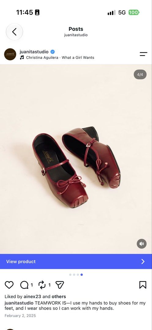 Juanita Studio Meat in Deep Red (Category: Flats & Sandals) located in Makati City. Submitted by _daniellego (Listing ID 1463773960, Image 1). Description: Selling for the same SALE price I got it for Complete packaging Worn to fit only RFS too big Shipping fee c/o buyer.