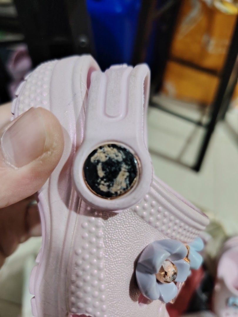 Kids Pink Crocs with Charms (Category: Babies & Kids Fashion) located in Makati City. Submitted by jayclutter0976004 (Listing ID 1463827615, Image 3). Description: - Adorable pink Crocs for kids - Comes with cute flower and heart charms - Easy slip-on design for little feet - Ideal for playtime and everyday casual wear - Made in Vietnam.