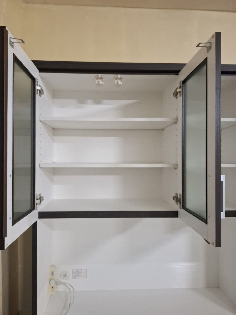 Kitchen Cupboard Display Hutch Cabinet (Category: Shelves, Cabinets & Racks) located in Quezon City. Submitted by dannikkishoppe2 (Listing ID 1463748971, Image 3). Description: Kitchen Cupboard Display Hutch Cabinet‼️₱10000‼️ ✔️ With pull out shelf and built-in outlet for microwave, rice cooker, or other appliances Please manage your expectations as there might be minimal flaws. Color may vary due to lighting, it may appear darker or lighter in p