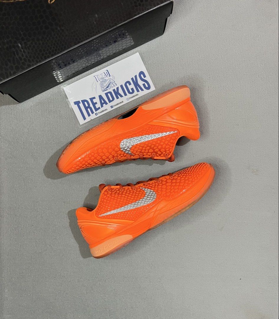 Kobe 6 total orange (Category: Sneakers) located in Rizal. Submitted by treadkicks (Listing ID 1463767663, Image 1). Description: For sale/trade Kobe 6 total orange Size 10 Used 3x ₱13,995 Cainta, rizal @treadkicks on fb and ig .