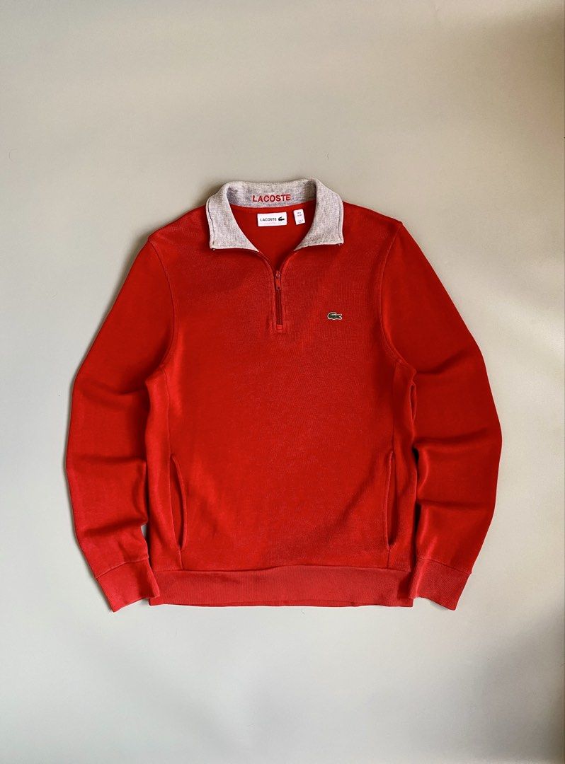LACOSTE Quarter Zip Jacket 💎 (Category: Coats, Jackets and Outerwear) located in Cavite. Submitted by awuuu27 (Listing ID 1463746362, Image 1). Description: LACOSTE Quarter Zip Jacket 💎 DIMES: Width-19.5/Length-26.5 (M) CONDITION: 9.5/10 COLOR RATE: 9.5/10 ISSUE: minimal sign of usage sa ribbings, light yellow stain sa inner collar(unnoticeable) .