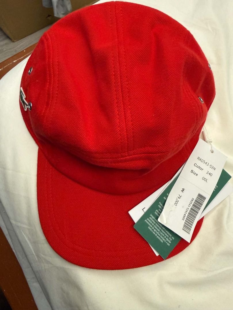 Lacoste Red 5-Panel Cap Unisex Size L (Category: Caps & Hats) located in Manila. Submitted by kapyogg1 (Listing ID 1463831268, Image 2). Description: - Red Lacoste Cap - 5-Panel Design - Unisex Fit, Size L - Made in Vietnam - Outer: 100% Cotton - Inner: Polyester - Adjustable Strap at Back - Ideal for Everyday Wear.