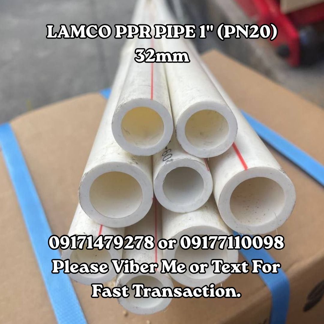 LAMCO PPR PIPE 1" (PN20) 32mm (Category: Construction Tools & Equipment) located in Manila. Submitted by 09171479278_elsie. (Listing ID 1463796322, Image 1). Description: LAMCO PPR PIPE 1" (PN20) 32mm.
