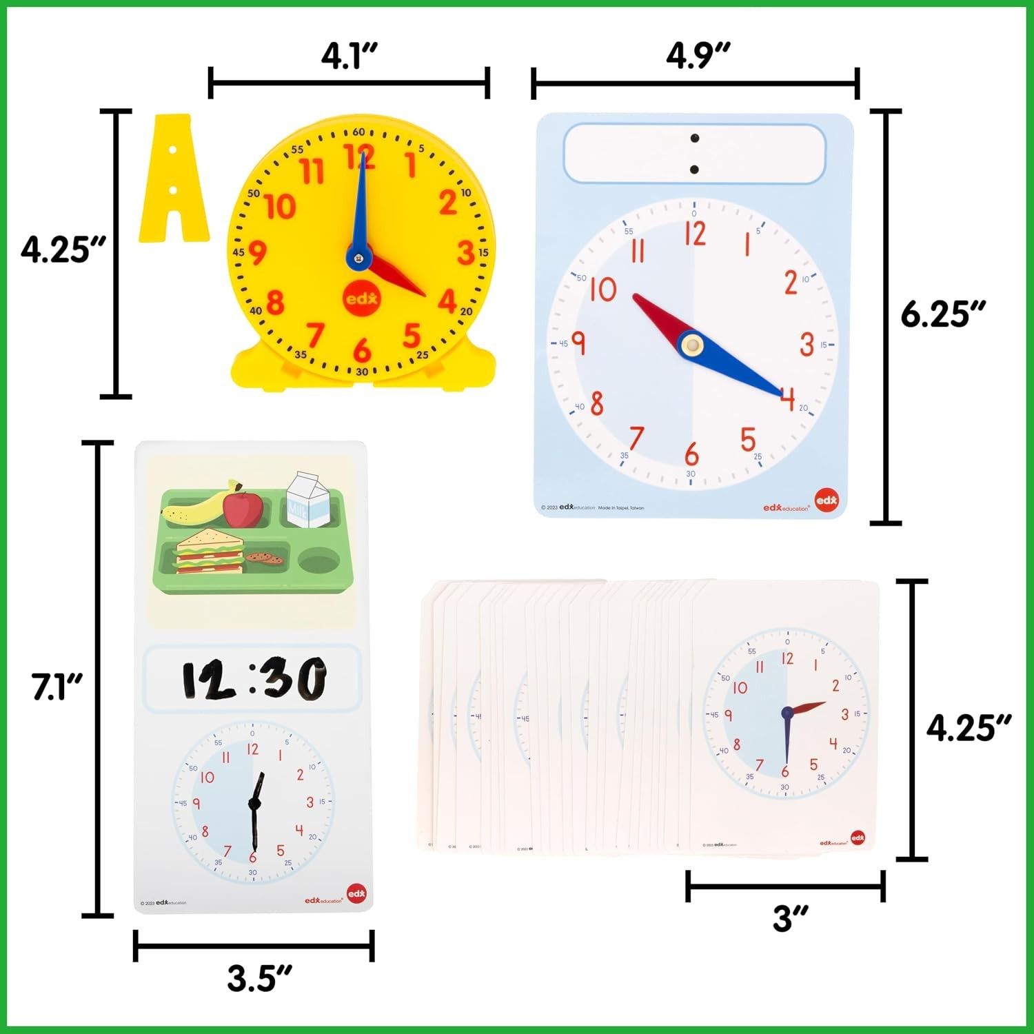 Learning Clock Activity Set (Category: Educational & Learning Toys) located in Singapore. Submitted by sg.auntiedeal (Listing ID 1463801091, Image 2). Description: MASTER CLOCKS IN NO TIME -- This activity set features two adjustable learning clocks, 25 flashcards, and 8 double-sided, dry-erase activity cards. Use it to teach children how to tell time! DESIGN YOUR OWN LESSONS -- Write on the activity cards and the dry-erase clock with non-permane