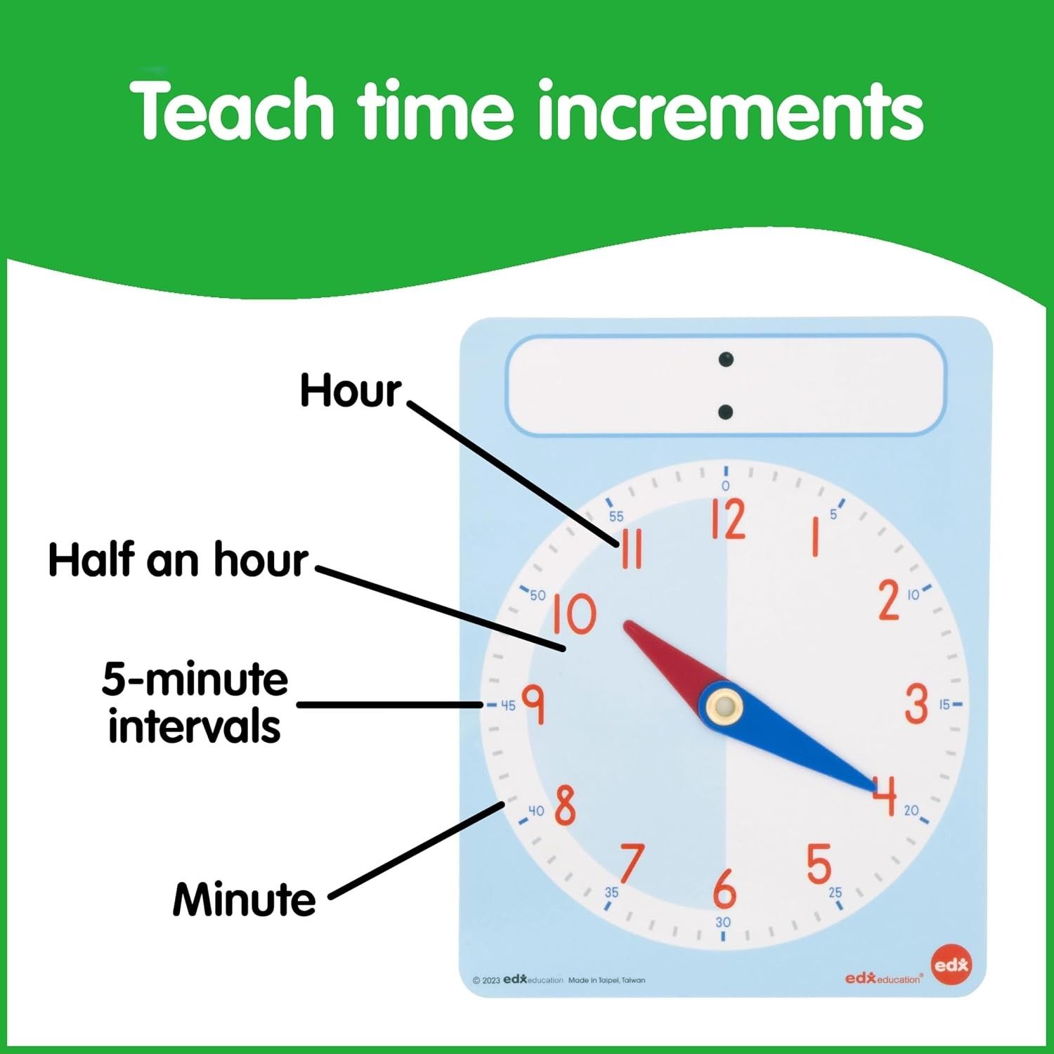 Learning Clock Activity Set (Category: Educational & Learning Toys) located in Singapore. Submitted by sg.auntiedeal (Listing ID 1463801091, Image 8). Description: MASTER CLOCKS IN NO TIME -- This activity set features two adjustable learning clocks, 25 flashcards, and 8 double-sided, dry-erase activity cards. Use it to teach children how to tell time! DESIGN YOUR OWN LESSONS -- Write on the activity cards and the dry-erase clock with non-permane