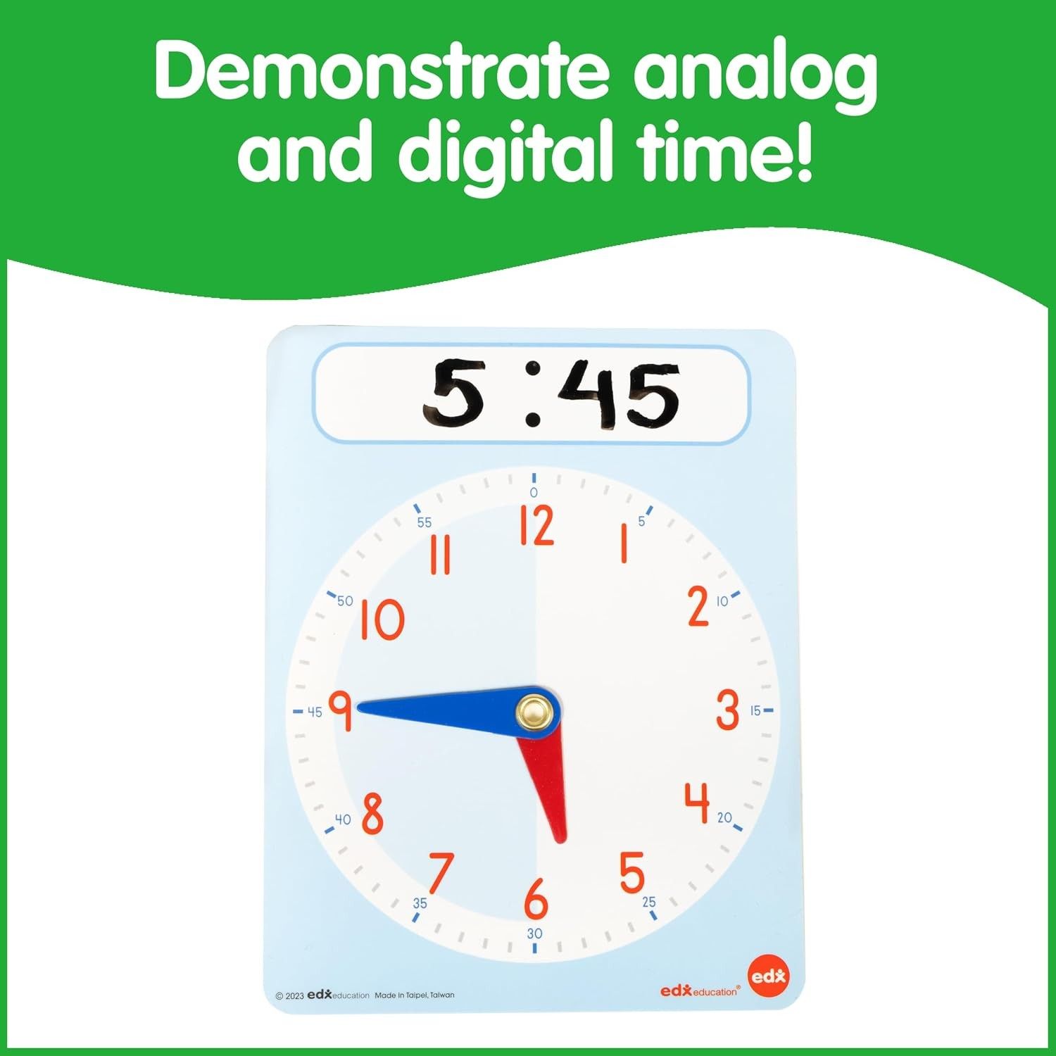 Learning Clock Activity Set (Category: Educational & Learning Toys) located in Singapore. Submitted by sg.auntiedeal (Listing ID 1463801091, Image 4). Description: MASTER CLOCKS IN NO TIME -- This activity set features two adjustable learning clocks, 25 flashcards, and 8 double-sided, dry-erase activity cards. Use it to teach children how to tell time! DESIGN YOUR OWN LESSONS -- Write on the activity cards and the dry-erase clock with non-permane