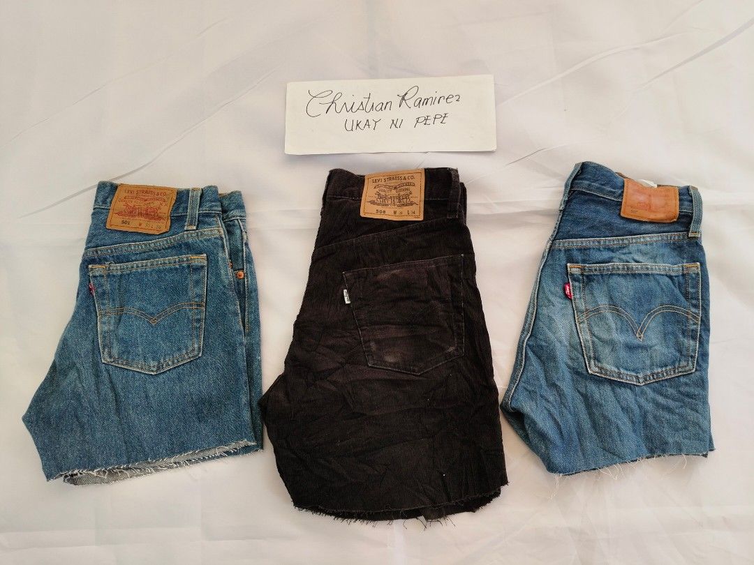 Levi's cut off shorts (Category: Shorts) located in Bocaue. Submitted by ukaynipepe (Listing ID 1463794022, Image 1). Description: Cut off shorts for women Levis 501 30 on tag 28 waist via tape 13 length 11 rise 650+sf Levis 508 Corduroy 29 on tag 28 waist via tape 15 length 10.5 rise 600+sf Levi's 501 24 on tag 26 via tape 13 length 10 rise 450+sf 1500 aspack free shipping.