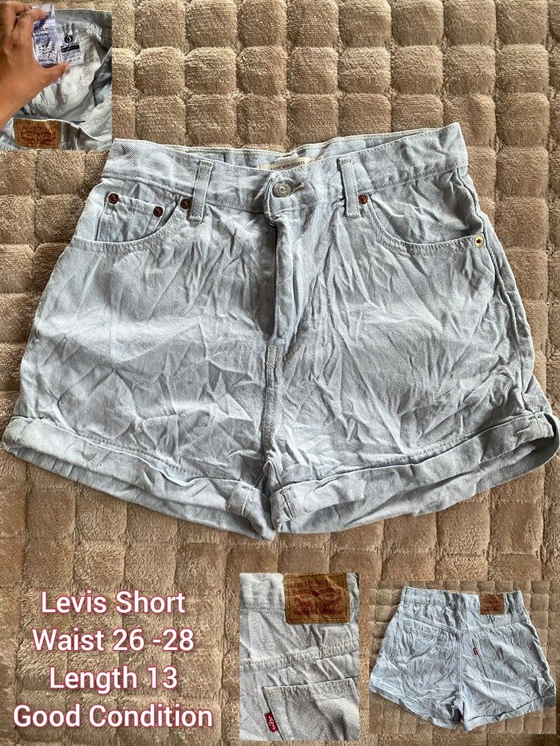 Levis Short (Category: Shorts) located in Santo Tomas. Submitted by liyothrift (Listing ID 1463936432, Image 1). Description: Light-wash Levi's women's A-line mom shorts featuring a high-rise waist and cuffed hem. width 26-28 Length 13 Good to excellent.