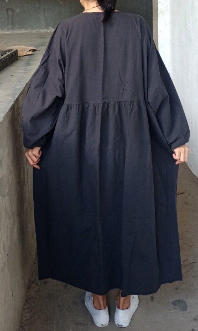 Linen dark ash midi dress (Category: Dresses) located in Davao. Submitted by kannikasok1987 (Listing ID 1463753801, Image 2). Description: Bust 48 Waist 48 L 47 good as new.