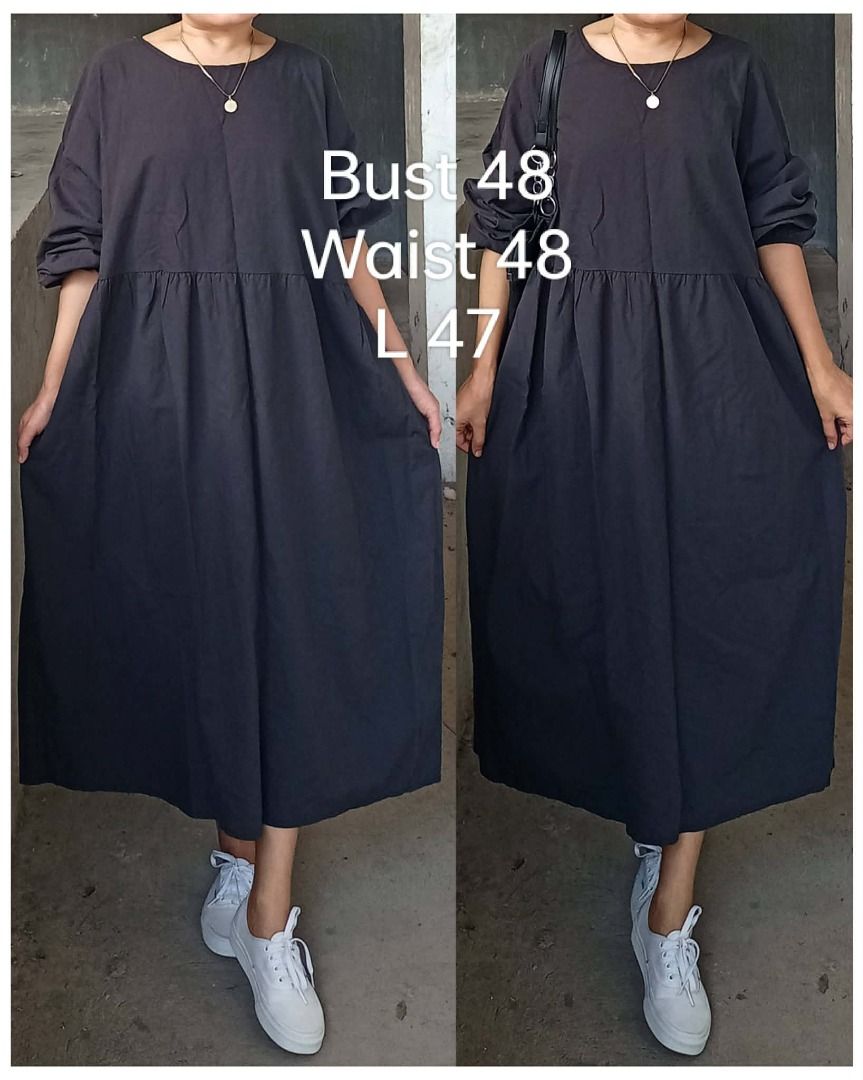 Linen dark ash Midi dress (Category: Dresses) located in Davao. Submitted by irisrazona16792 (Listing ID 1463757477, Image 1). Description: Bust 48 Waist 48 L 47 mall quality.