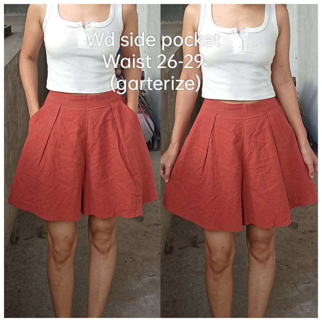 Linen highwaist wide short (Category: Shorts) located in Davao. Submitted by irisrazona16792 (Listing ID 1463862690, Image 1). Description: Wd side pocket Waist 26-29 (garterize) mall quality.