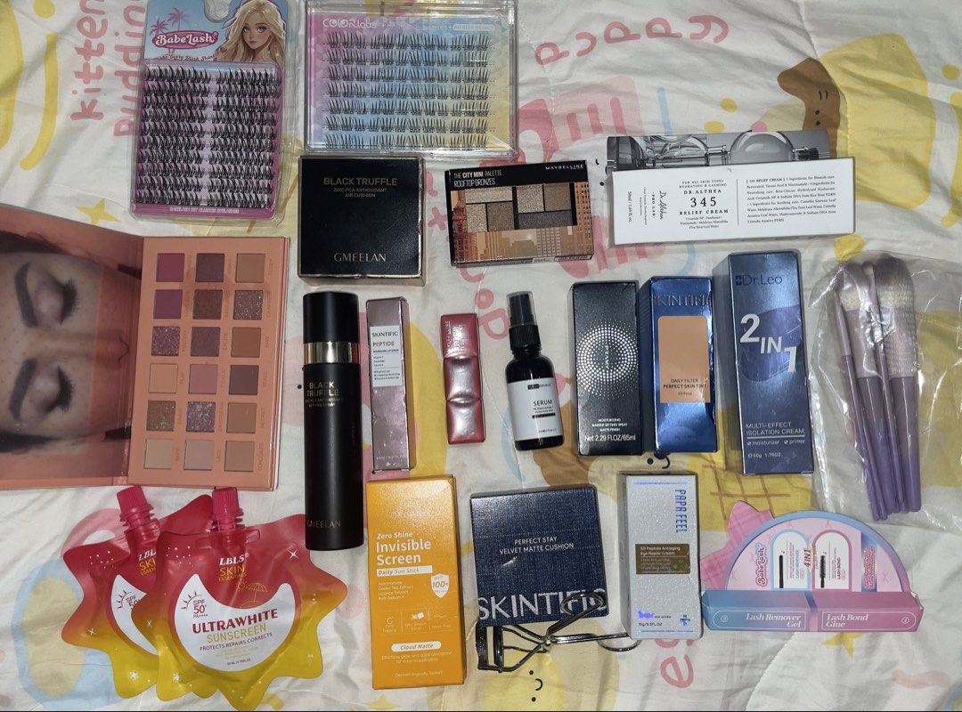 Make ups & skincare ( sold per piece/ bundle ) (Category: Makeup) located in Cavite. Submitted by Daspark25 (Listing ID 1463815683, Image 1). Description: - GMEELAN foundation stick & natural glow - SACE LADY eyebrow pencils - SACE LADY eyeshadow palette - SKINTIFIC velvet matte cushion - Other brands: De'Xuan, Innisfree - Includes lashes - Some items are still sealed - Perfect for expanding your makeup collection.