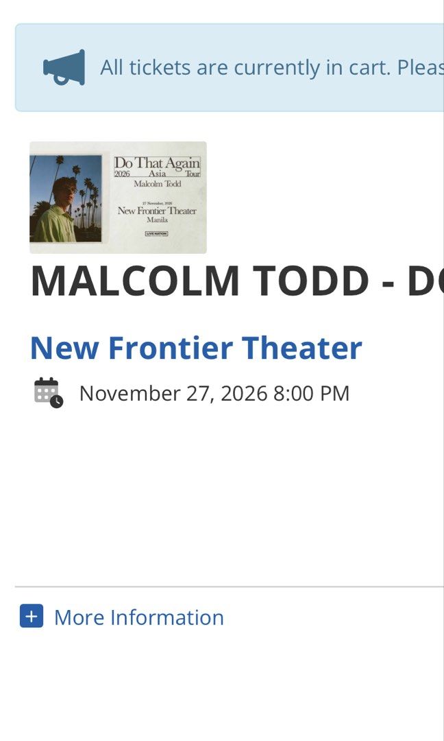 Malcolm Todd - Do That Again Live in Manila Ticket (Category: Events Tickets) located in Manila. Submitted by kennethpam82250 (Listing ID 1463931457, Image 1). Description: lf loge ticket.