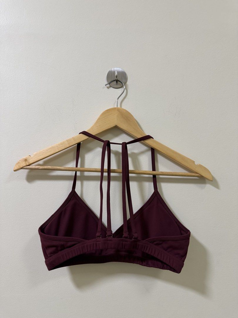 Maroon Sports Bra with Strappy Back (Category: Activewear) located in Makati City. Submitted by andzr. (Listing ID 1463885382, Image 2). Description: - Chic maroon sports bra - Features a stylish strappy back design - Gathered detail at the bust for a flattering look - Versatile: great for workouts or as a bikini top - Offers comfort and style.