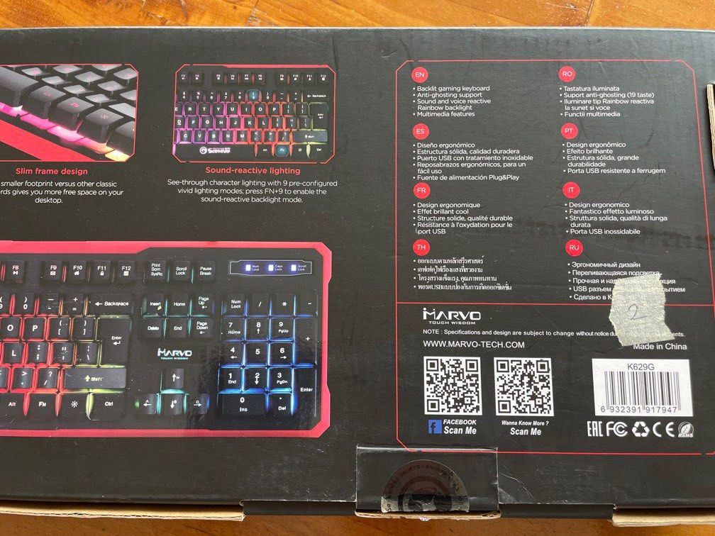 Marvo keyboard (Category: Computer Keyboard) located in Makati City. Submitted by gr8bargain (Listing ID 1463784418, Image 3). Description: Scorpion K629G gaming keyboard Marvo .