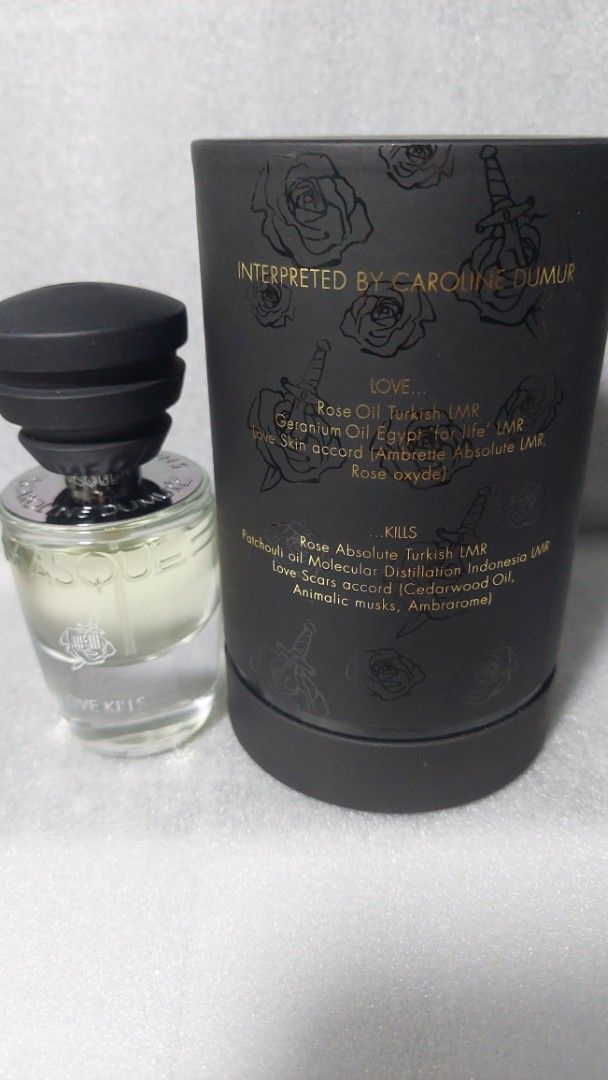 Masque Milano Love Kills Eau de Parfum 35ml (Category: Fragrance & Deodorants) located in Paranaque City. Submitted by justcody (Listing ID 1463927263, Image 3). Description: - Masque Milano Love Kills Eau de Parfum - Notes: Rose Absolute Turkish LMR, Patchouli Oil, Geranium Oil, Egyptian Rose, Ambrette Seed, Love Accord, Rose Oxide - Interpreted by Caroline Dumur - Size: 35 ml / 1.18 fl.oz - Comes with original packaging I DON'T USE NOR SELL FAK