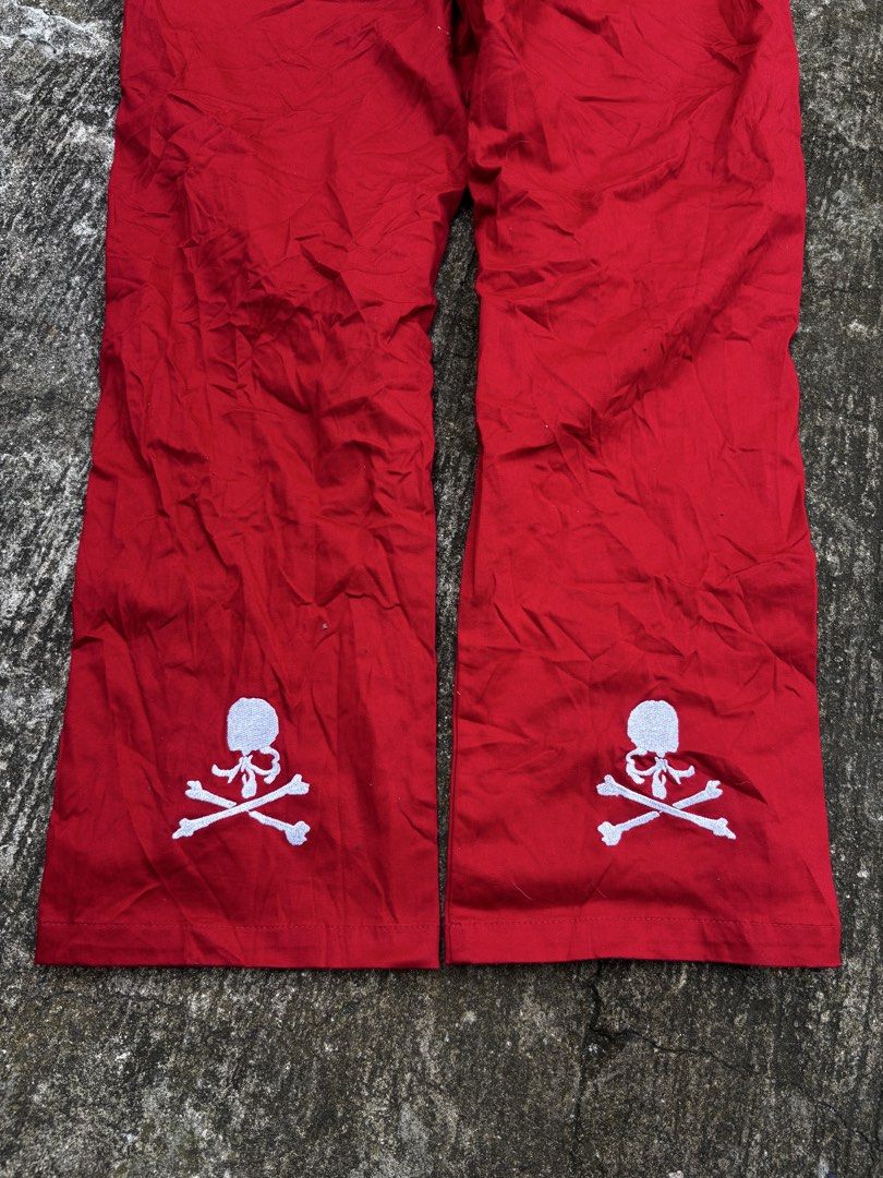 Mastermind Japan Red Skull & Crossbones Pants Size L (Category: Jeans) located in Caloocan City. Submitted by neweagle-424b (Listing ID 1463820073, Image 3). Description: Mastermind double skull pants 30 waistline 37.5 length 8 leg hole - Brand: Mastermind Japan - Color: Red - Size: L - Material: 100% Cotton - Features: Iconic skull and crossbones embroidery on both legs - Style: Statement piece.