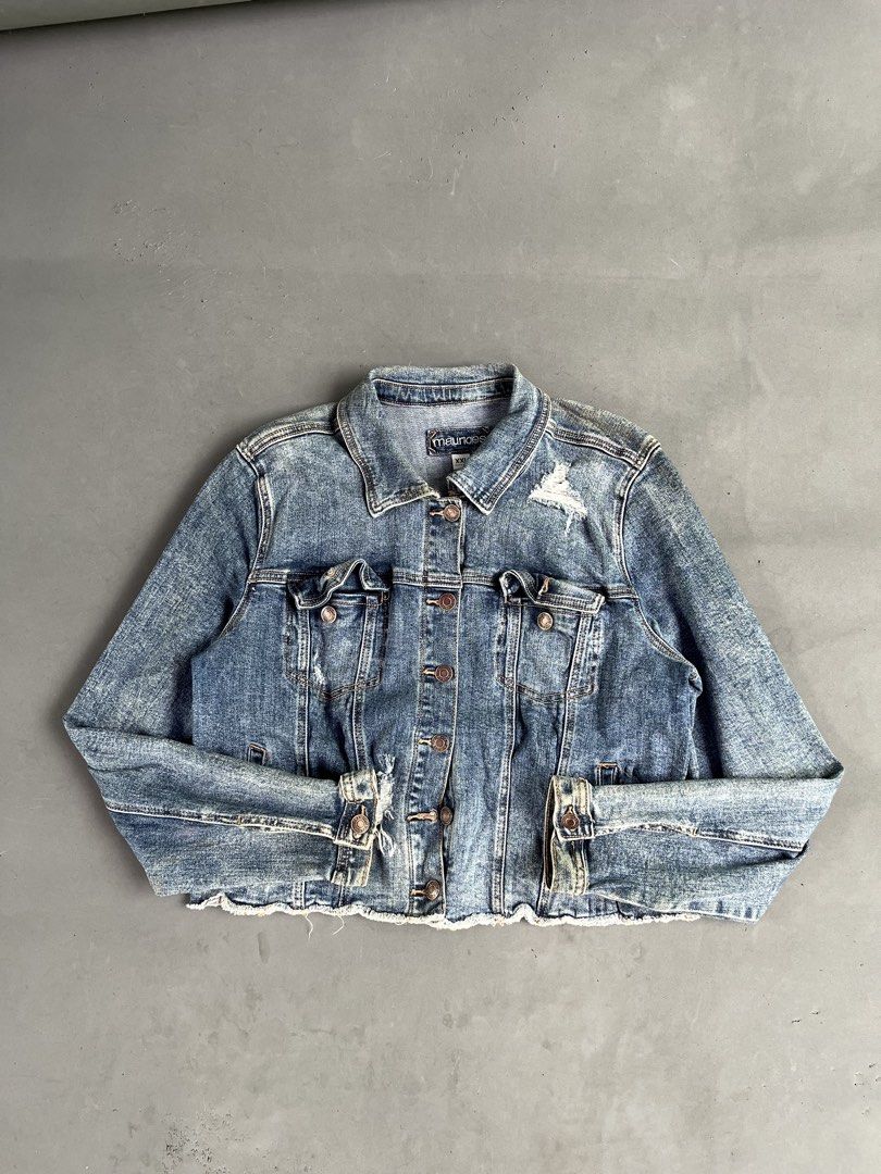 MAURICES DENIM JACKET (Category: Coats, Jackets and Outerwear) located in Quezon City. Submitted by kentstuff (Listing ID 1463832767, Image 1). Description: MAURICES Size XXL On Tag Shoulder-Hem : 20” Pit-Pit : 21” Condition: Excellent CR: 9.8/10 Flaws: ❌ Needwash DISCLAIMER: This is a thrifted item. All brands, logos, and trademarks belong to their rightful owners. We’re here to rehome great pieces — no brand affiliation intended..