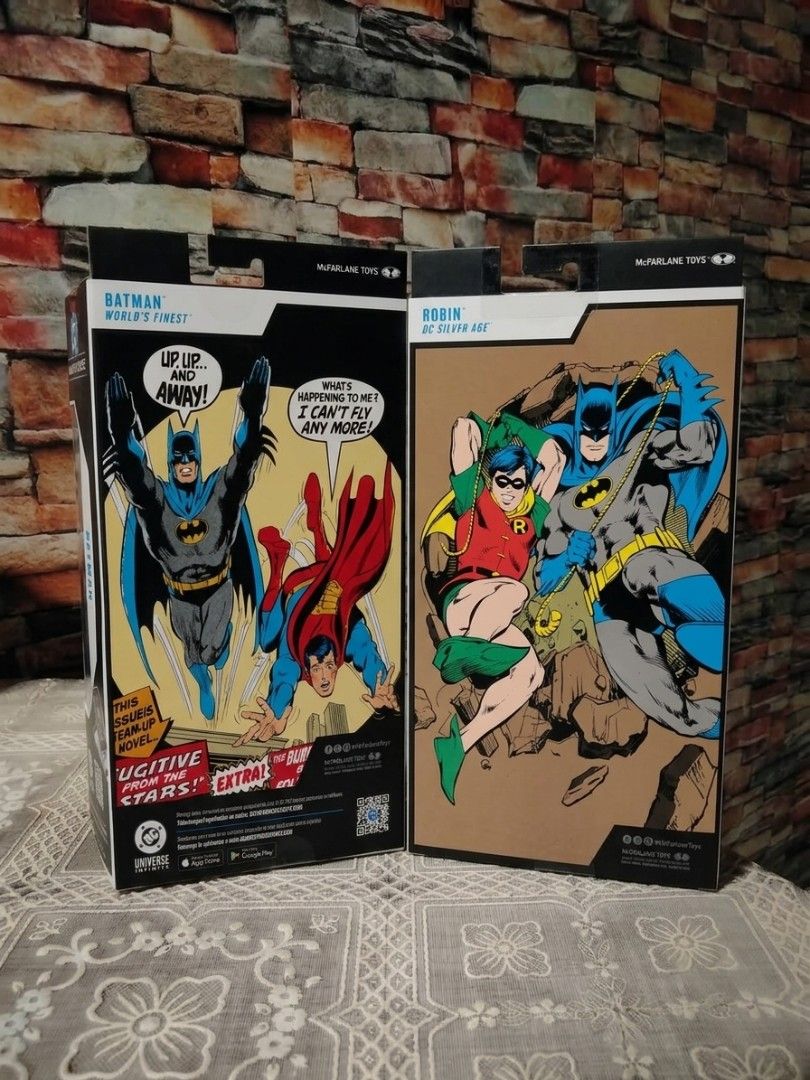 McFarlane DC Multiverse Batman & Robin Figures (Category: Figurines & Statues) located in Caloocan City. Submitted by toystv (Listing ID 1463932954, Image 2). Description: - McFarlane DC Multiverse Action Figures - Includes Batman (World's Finest) and Robin (DC Silver Age) - 7-inch scale figures - Brand new, still in original packaging - Ideal for DC collectors. Two package of Batman and Robin. Lalamove shipping shoulder by buyer Caloocan City. P