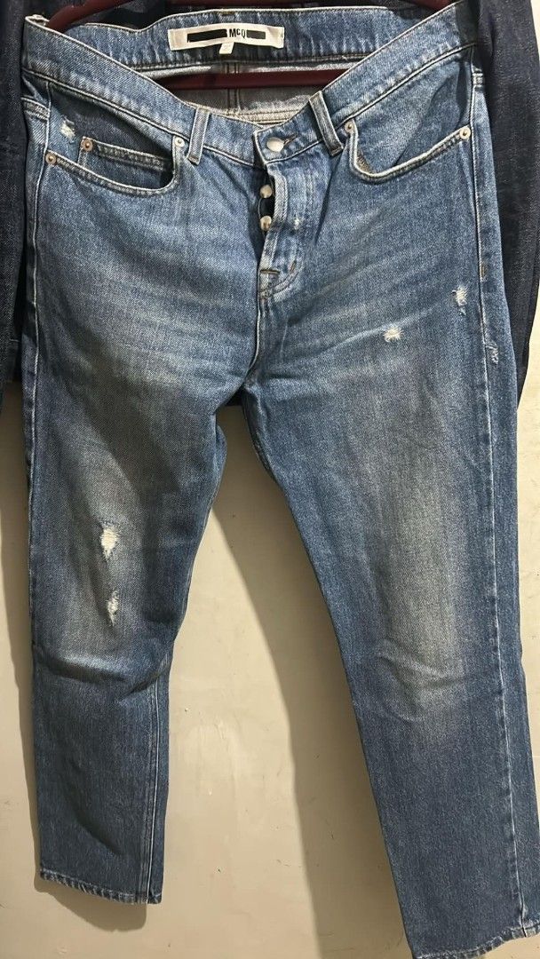 MCQ Jeans Made in Italy (Category: Jeans) located in Lapu Lapu. Submitted by margaux099 (Listing ID 1463905890, Image 1). Description: - MCQ Jeans - Blue Denim - Button Fly - Distressed details and rips - Made in Italy - Please check photos for exact condition.
