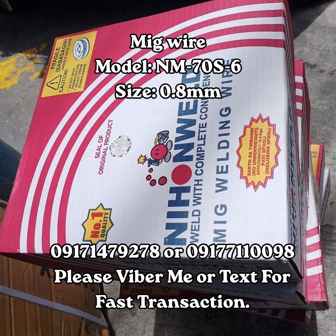 Mig wire Model: NM-70S-6 Size: 0.8mm (Category: Construction Tools & Equipment) located in Manila. Submitted by 09171479278_elsie. (Listing ID 1463785104, Image 1). Description: Mig wire Model: NM-70S-6 Size: 0.8mm.